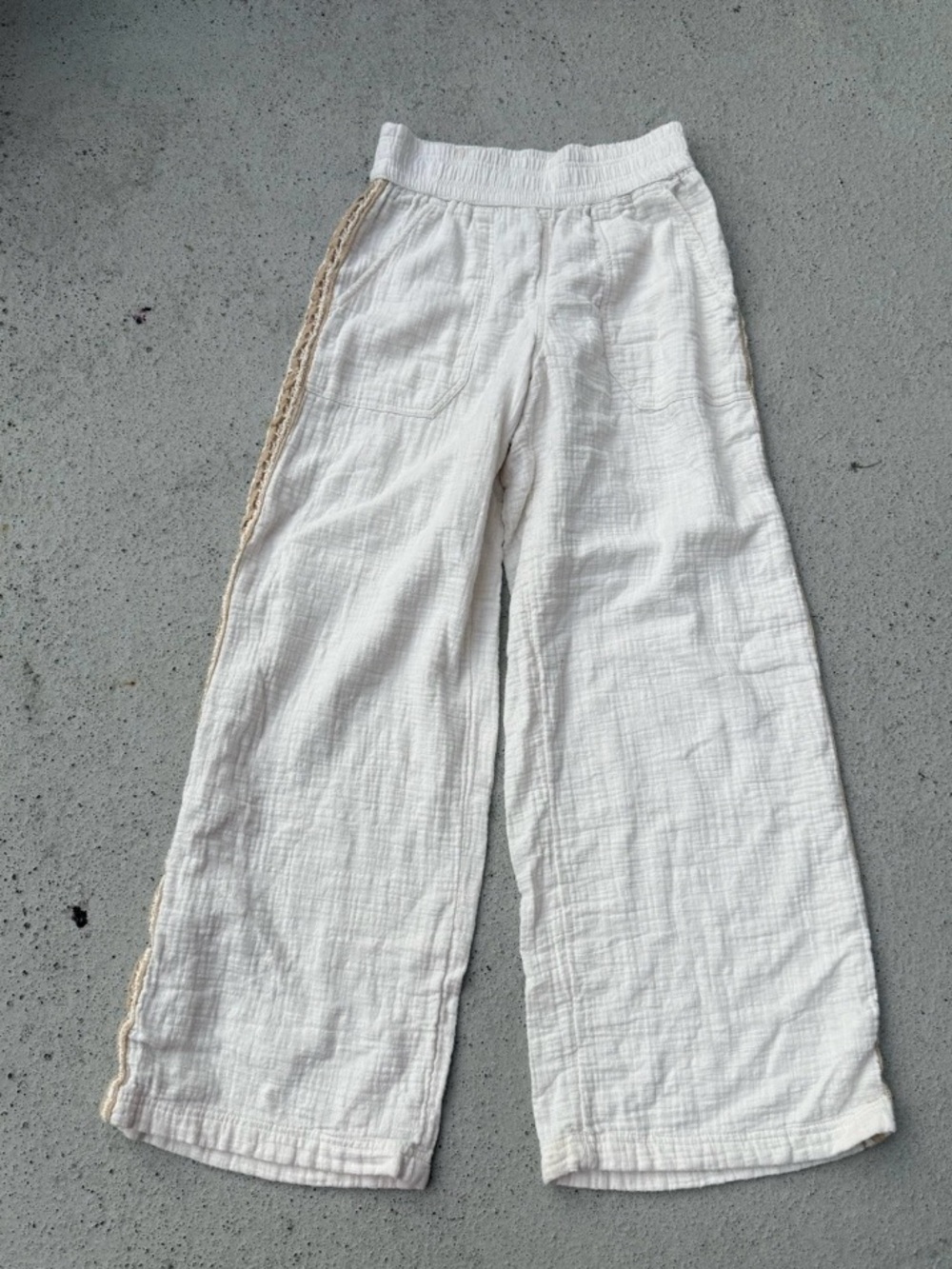 AERIE  Cotton Gauze Wide-Leg Pants - Off White